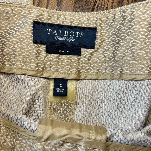 Talbots Gold Geometric Patterned Pants, Metalic Stetch - Picture 5 of 6